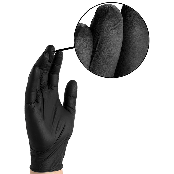 1st Choice Premium 6 mil. Black Nitrile Disposable Industrial Gloves - 1PBN