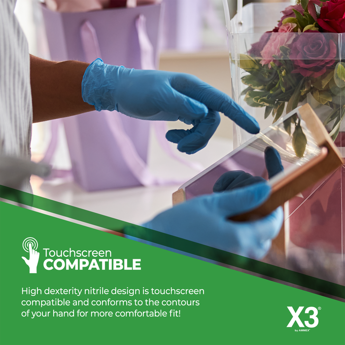 X3 3 mil Blue Nitrile Disposable Industrial Gloves - Sample Pack - X3