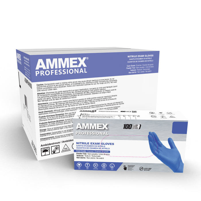 AMMEX Professional Chemo-Rated 3 mil Blue Nitrile Disposable Exam Gloves - ACNPF