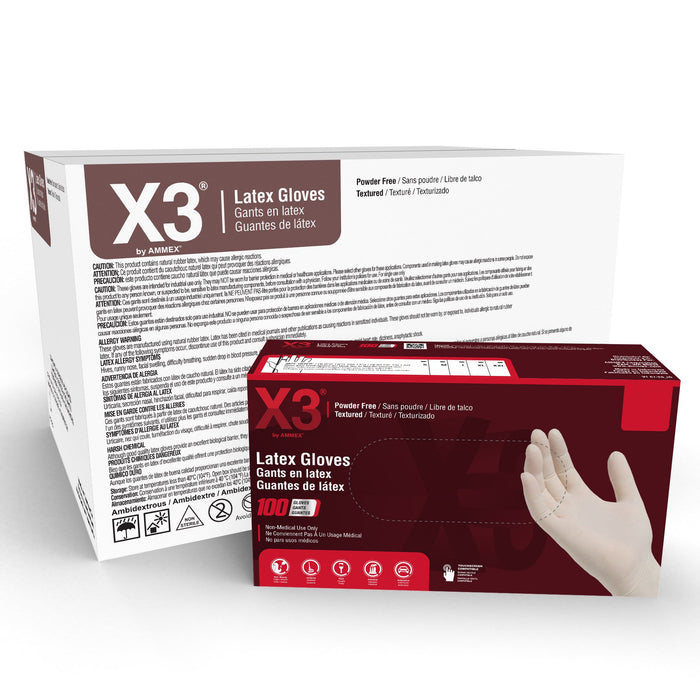 X3 3 mil Ivory Latex Disposable Industrial Gloves - LX3