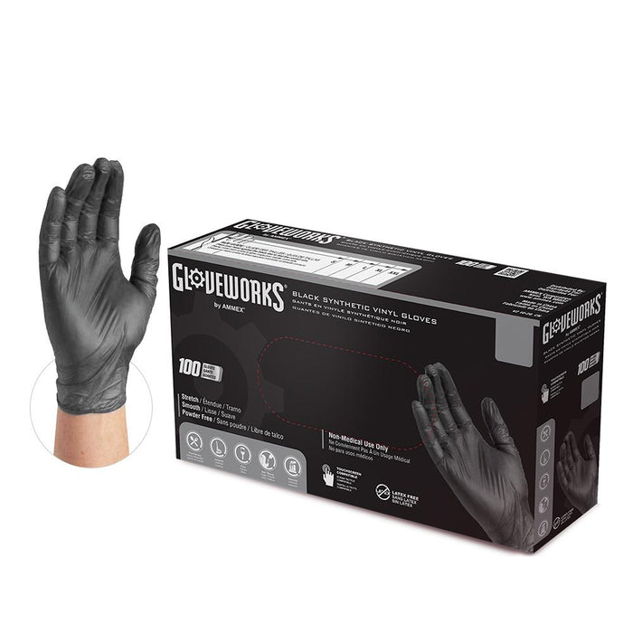 Gloveworks 3 mil Black Synthetic Vinyl Disposable Industrial Gloves - GWBKQV