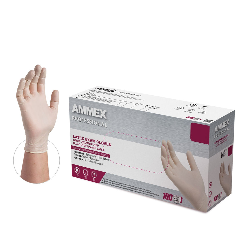 AMMEX 4-Mil White Exam Latex Disposable Gloves — Zoomget