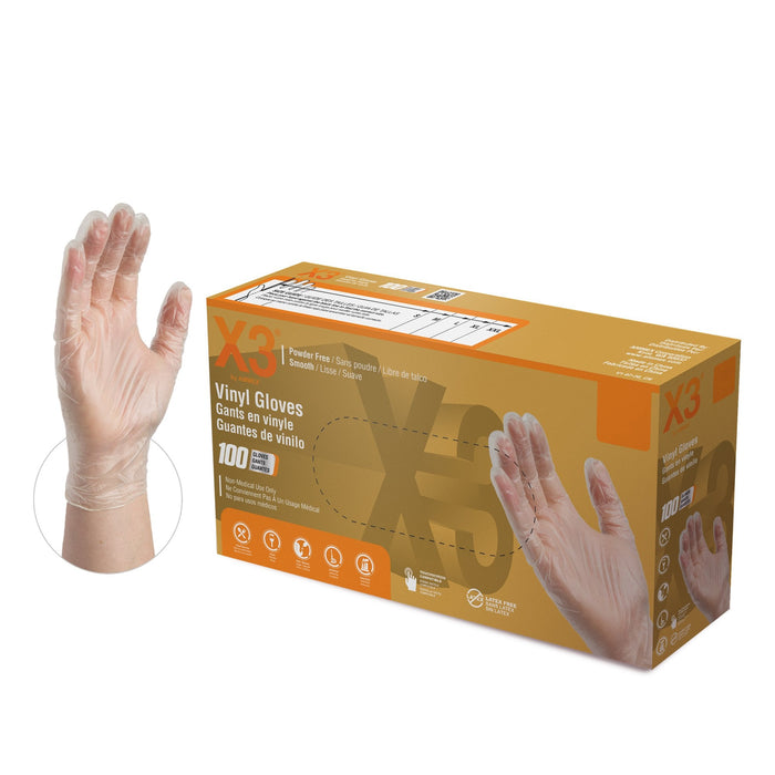 X3 3 mil Clear Vinyl Disposable Industrial Gloves - GPX3D