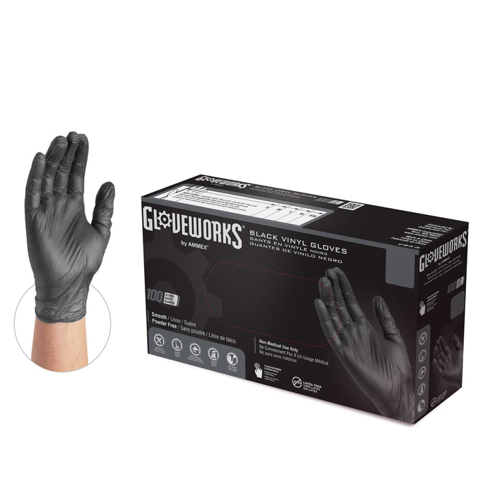 Gloveworks 3 mil Black Vinyl Disposable Industrial Gloves - IVBKPF