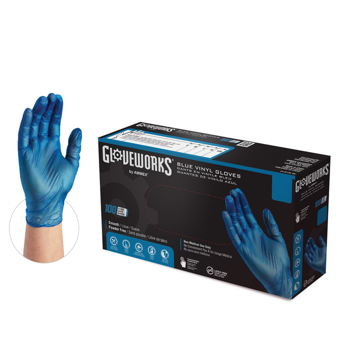 Gloveworks 3 mil Blue Vinyl Disposable Industrial Gloves - Pallet of 90 Cases - IVBPF