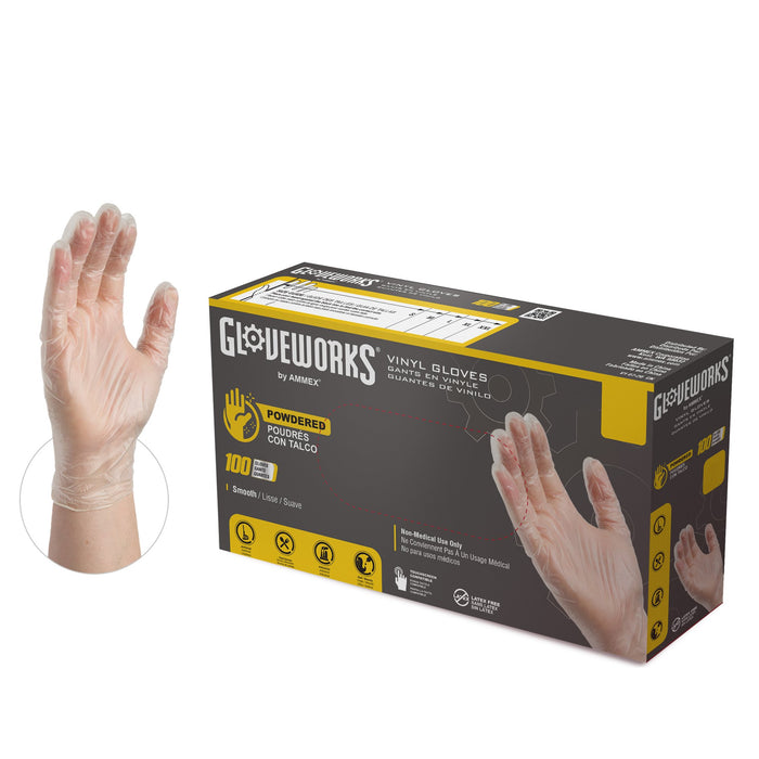 Gloveworks 3 mil Clear Vinyl Disposable Powdered Industrial Gloves - IV
