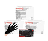 Gloveworks black nitrile gloves packaging on a white background