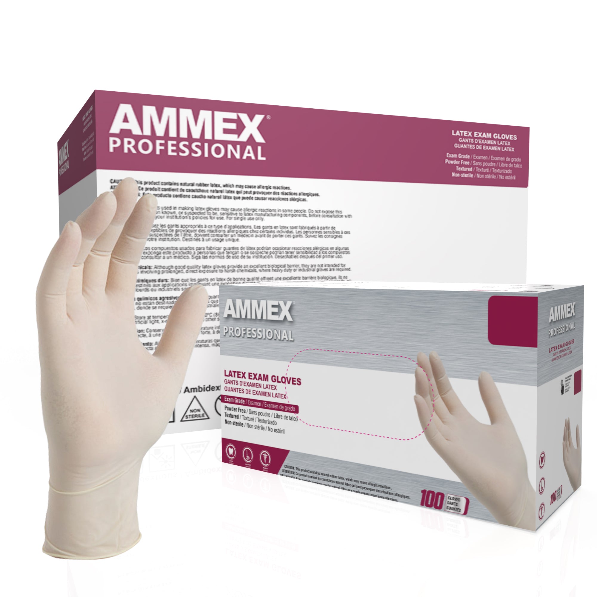 AMMEX 4-Mil White Exam Latex Disposable Gloves – Zoomget
