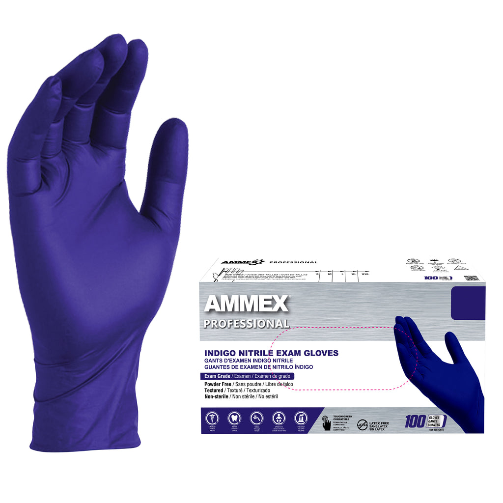Latex Gloves Ammex Nitrile Gloves AMMEX X3 Blue Nitrile Gloves