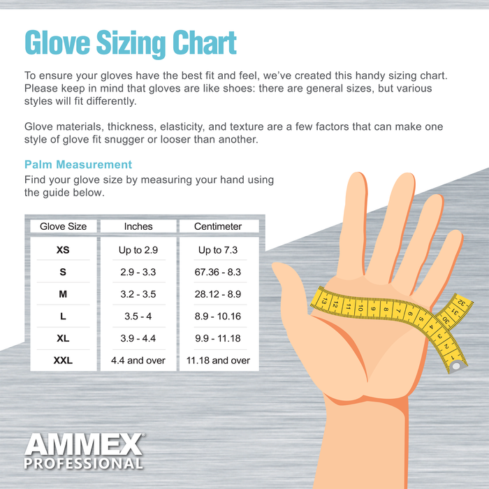 AMMEX Professional 3 mil. Blue Nitrile Disposable Exam Gloves - APFN