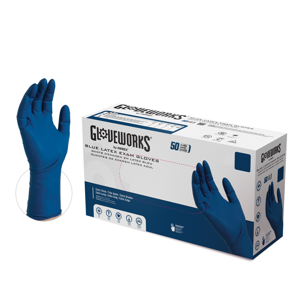 GLOVEWORKS 13-Mil HD Blue Exam Latex Disposable Gloves — Zoomget