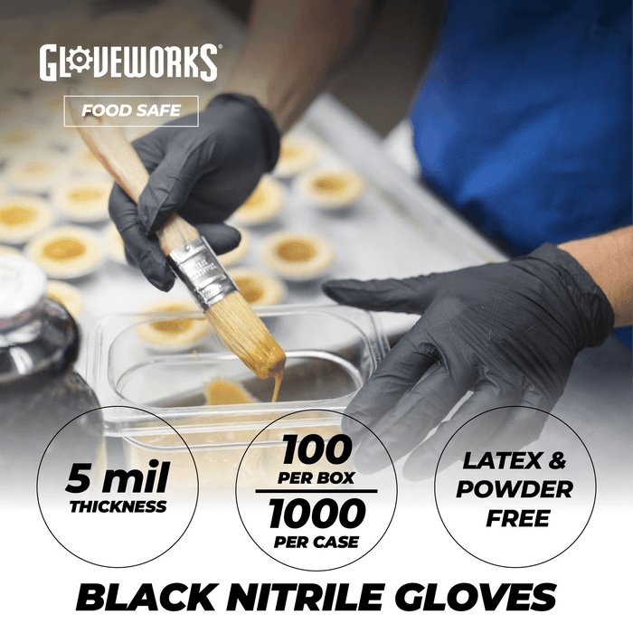 Gloveworks 5 mil. Black Nitrile Disposable Industrial Gloves - GPNB