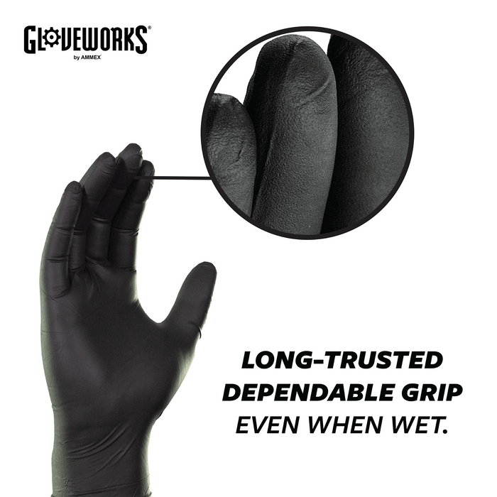 Gloveworks 5 mil. Black Nitrile Disposable Industrial Gloves - GPNB