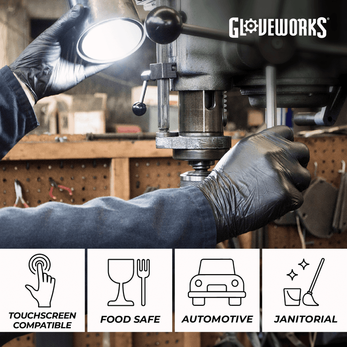 Gloveworks 5 mil. Black Nitrile Disposable Industrial Gloves - GPNB