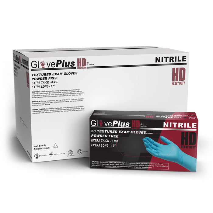 GlovePlus HD 8 mil. Blue Nitrile Disposable Medical Gloves - GPNHD
