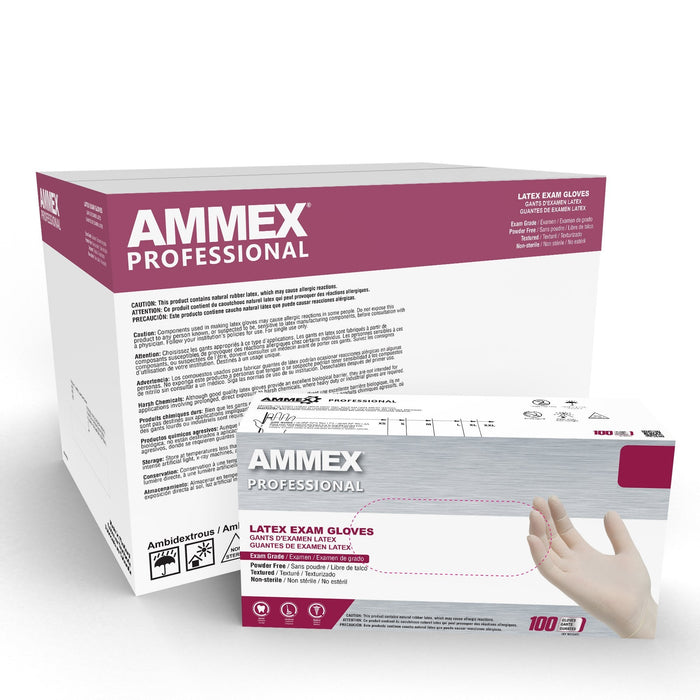 Ammex Medium Powder-Free Disposable Latex Gloves