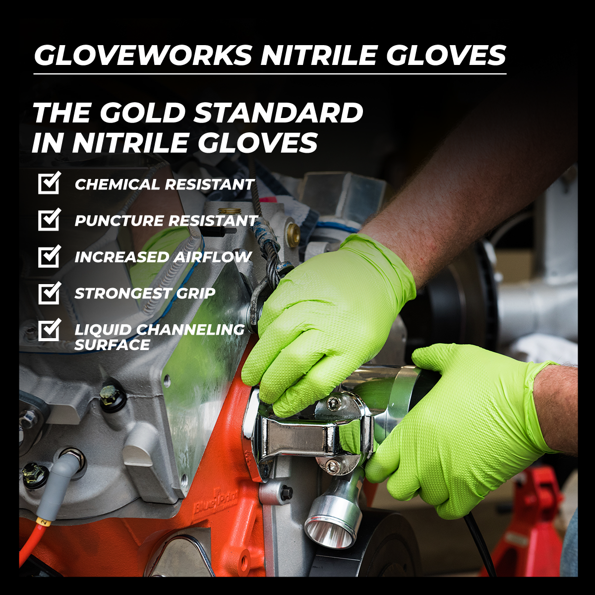 GLOVEWORKS HD 8-Mil Green Nitrile Disposable Gloves, Latex Free