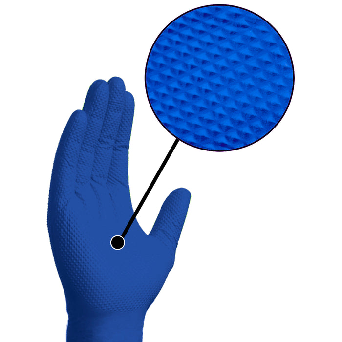 Gloveworks HD 6 mil. Royal Blue Nitrile Disposable Industrial Gloves with Raised Diamond Texture - GWRBN