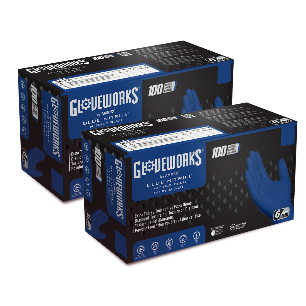 GLOVEWORKS HD 6-Mil Royal Blue Nitrile Disposable Gloves (2-Pack