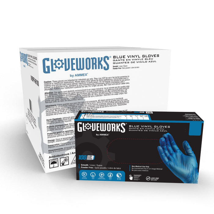 Gloveworks 3 mil Blue Vinyl Disposable Industrial Gloves - IVBPF