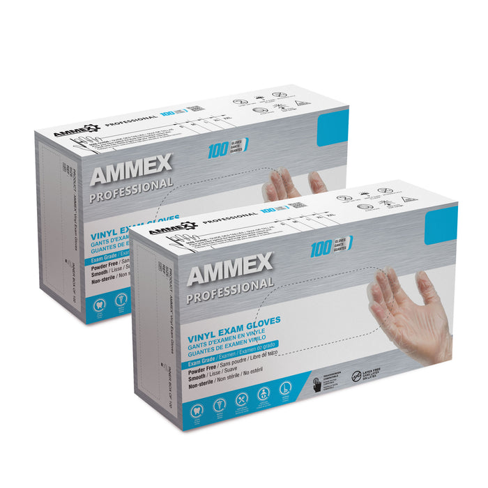 AMMEX Professional 3 mil. Clear Vinyl Disposable Medical Gloves - VPF (2, 3, 4-Pack)