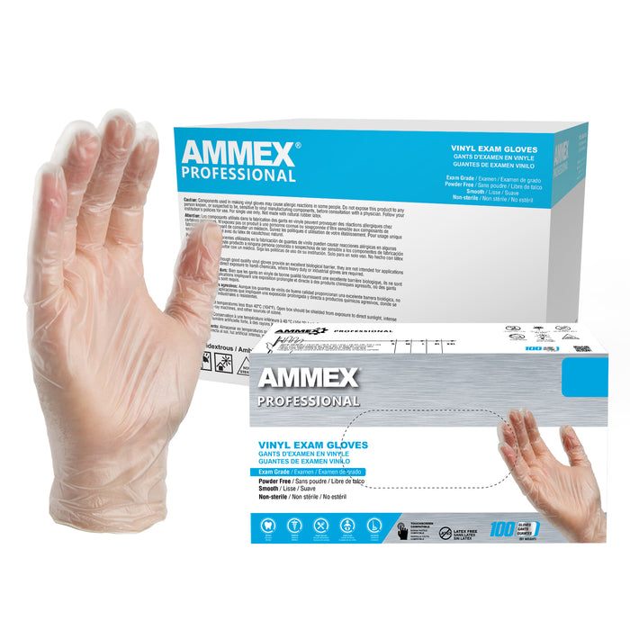 AMMEX Professional 3 mil. Clear Vinyl Disposable Medical Gloves - VPF