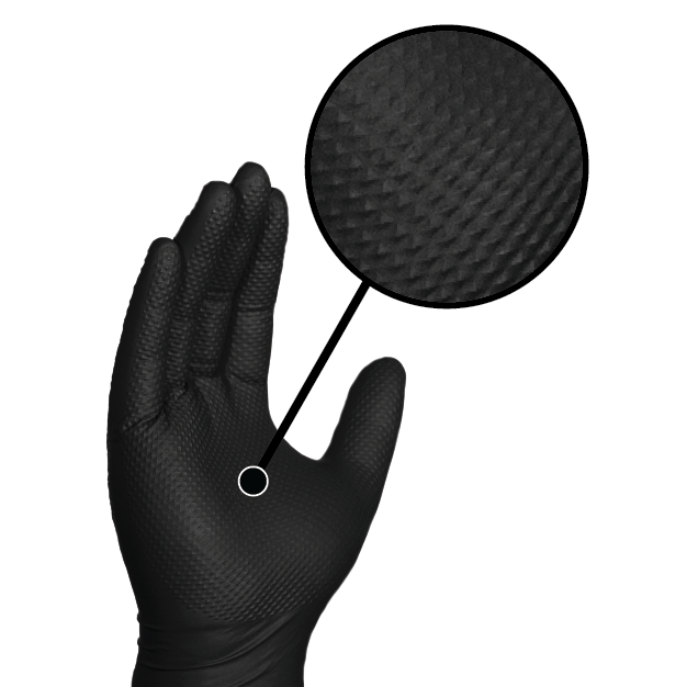 Gloveworks HD 6 mil Black Nitrile Disposable Industrial Gloves with Raised Diamond Texture - Sample Pack - GWBN