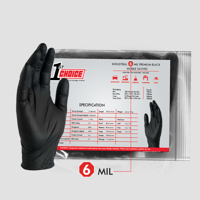 1st Choice mil Black Nitrile Disposable Industrial Gloves