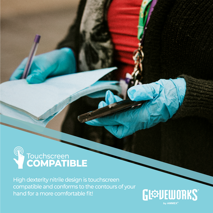 Gloveworks 5 mil. Blue Nitrile Disposable Industrial Gloves - INPF