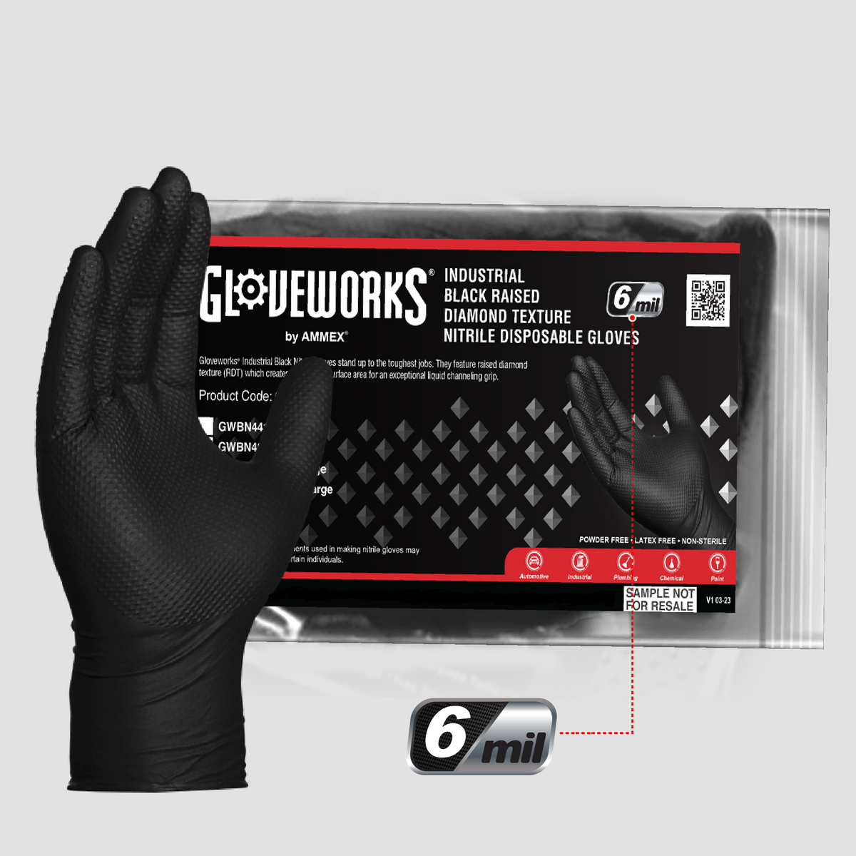 Gloveworks Nitrile With Raised Diamond Texture Gets a Lot of