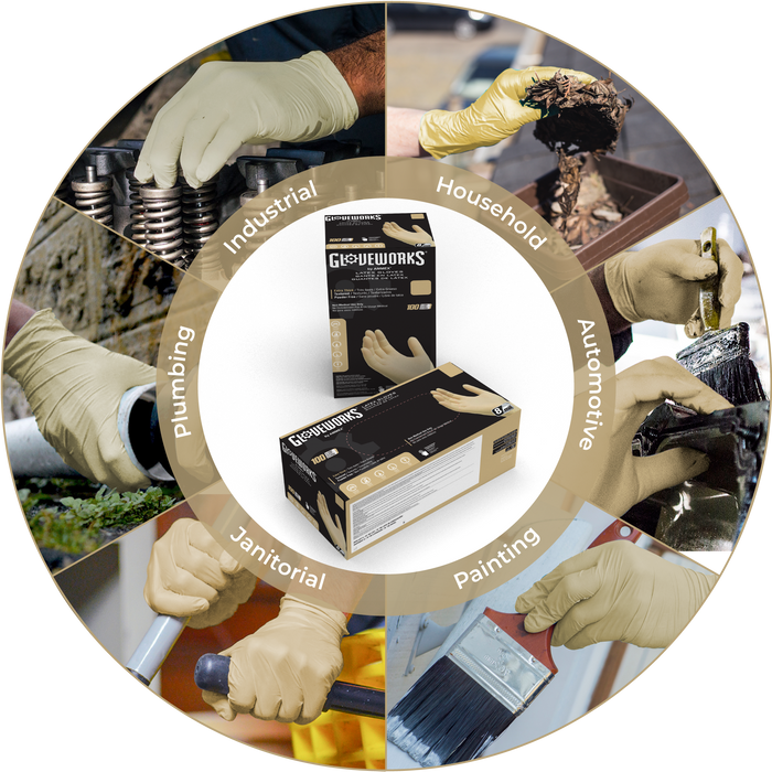 Gloveworks HD 8 mil. Ivory Latex Disposable Industrial Gloves - ILHD