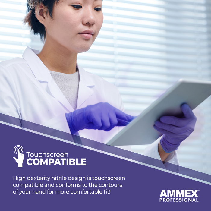 AMMEX Professional 3 mil. Indigo Nitrile Disposable Exam Gloves - AINPF