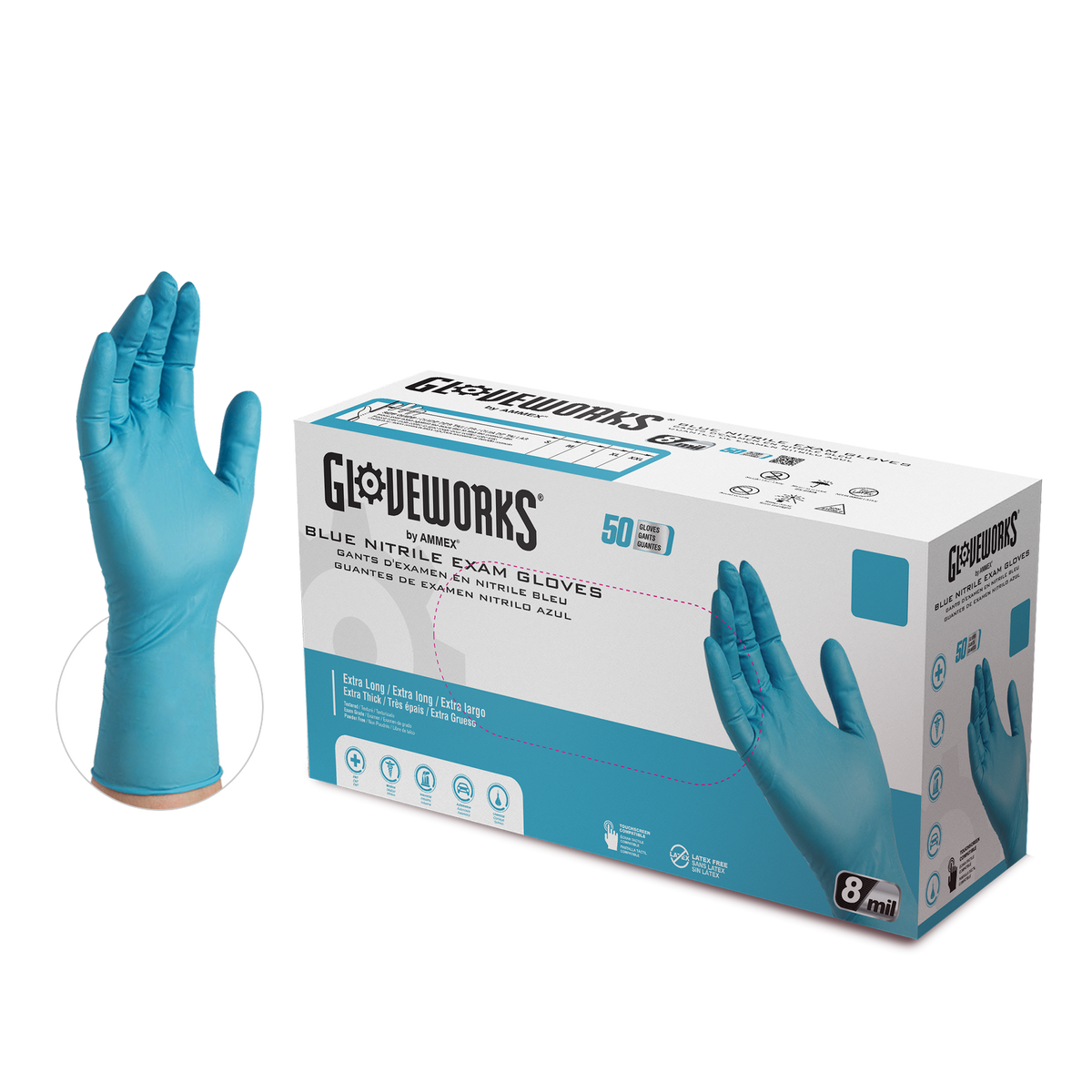 GlovePlus HD Blue Nitrile Disposable Medical Gloves GPNHD