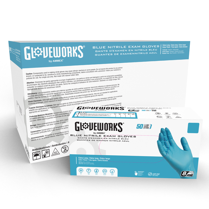 GlovePlus HD 8 mil. Blue Nitrile Disposable Medical Gloves - GPNHD